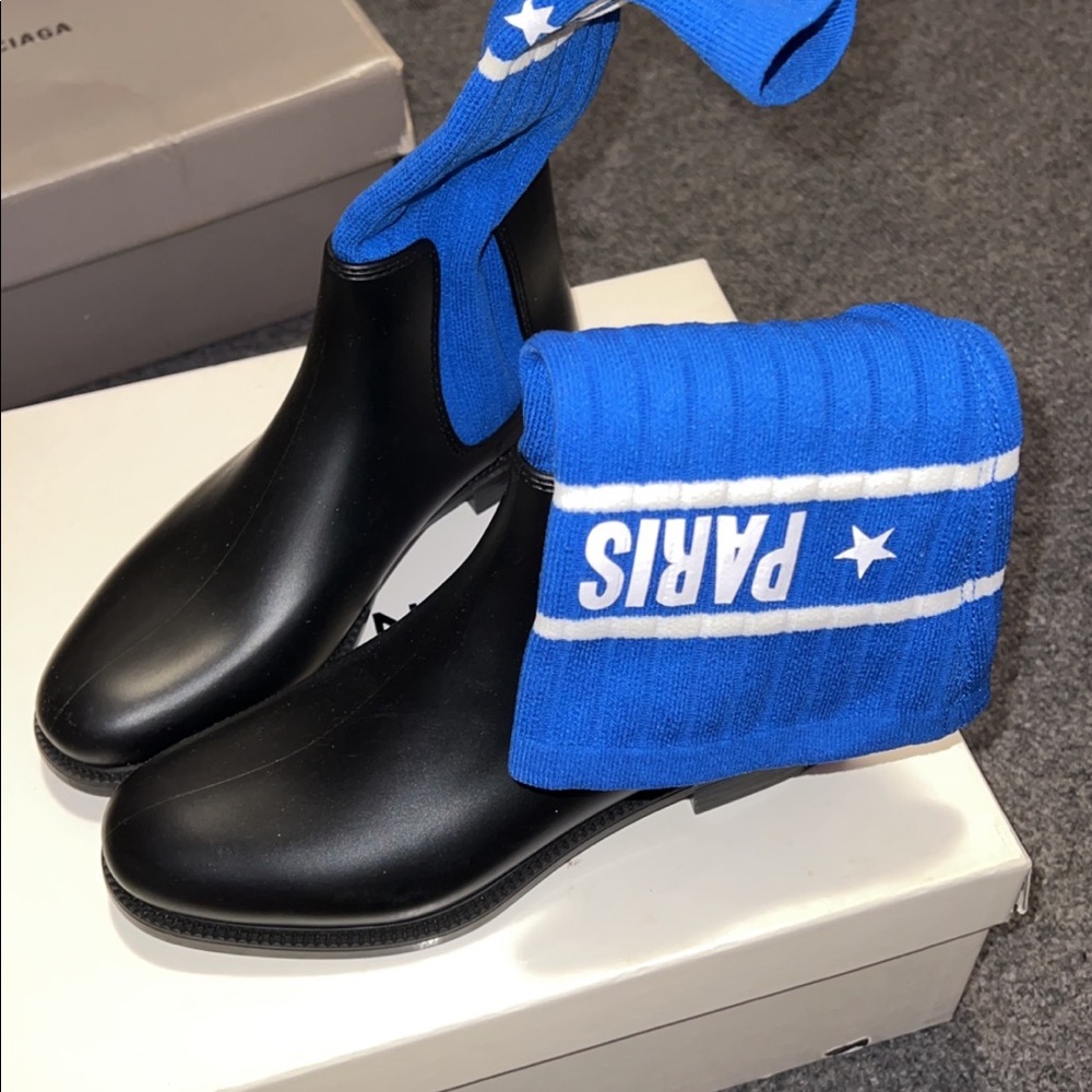 Givenchy Electric blue Chelsea knit rain boots